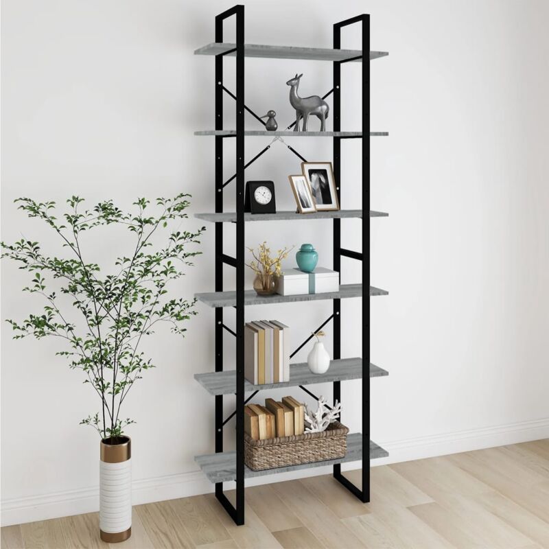 foto del prodotto scaffale alto 80x30x210 cm con 6 ripiani design moderno vari colori colore grigio