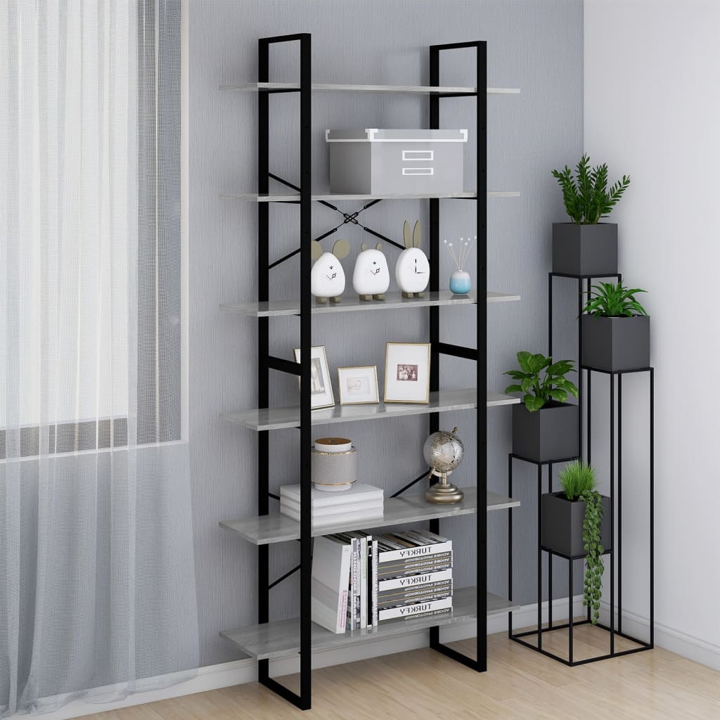 foto del prodotto scaffale alto grigio sonoma 100x30x210 cm in legno multistrato