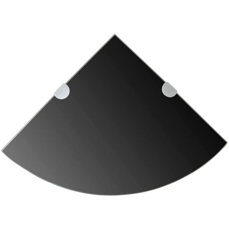 foto del prodotto scaffale angolare 2 pz supporti cromati e vetro nero vari dimensioni dimensioni 25x25 cm