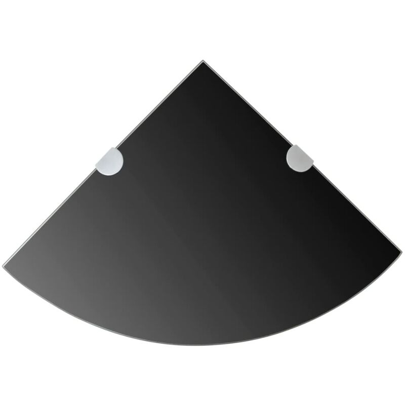 foto del prodotto scaffale angolare 2 pz supporti cromati e vetro nero vari dimensioni dimensioni 35x35 cm