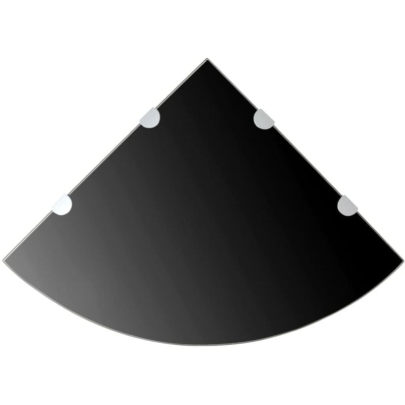 foto del prodotto scaffale angolare 2 pz supporti cromati e vetro nero vari dimensioni dimensioni 45x45 cm