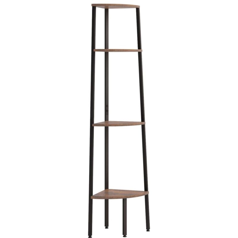 foto del prodotto scaffale angolare 4 livelli marrone scuro nero 45,5x31,5x150cm cod mxl 47740