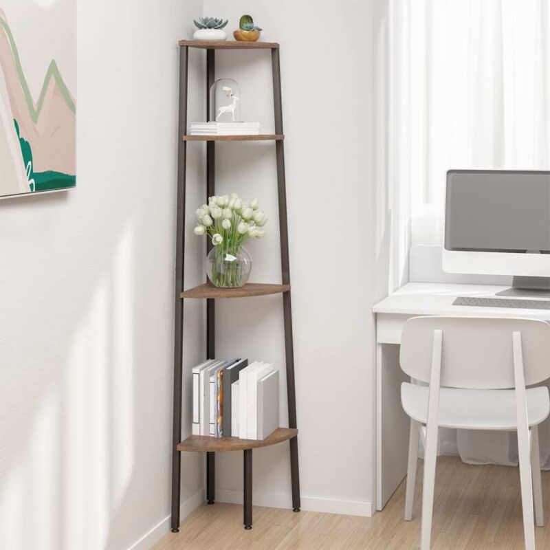 foto del prodotto scaffale angolare 4 livelli marrone scuro nero 45,5x31,5x150cm vidaxl