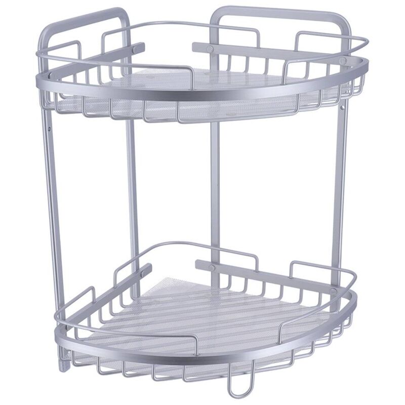 foto del prodotto scaffale angolare a 2 livelli in filo di alluminio cromo tendance