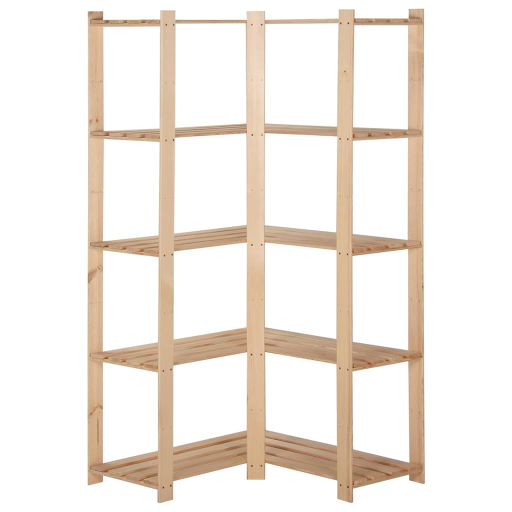 foto del prodotto scaffale angolare a 5 ripiani organizzatore di stoccaggio scaffale per magazzino cucina soggiorno seminterrato interno 170 cm pino 02 0000624
