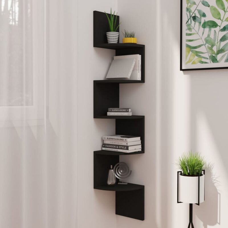 foto del prodotto scaffale angolare a muro ideale per qualsiasi stanza design moderno vari colori colore nero
