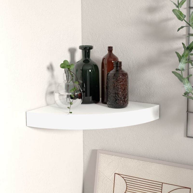 foto del prodotto scaffale angolare a parete bianco 25x25x3,8 cm in mdf