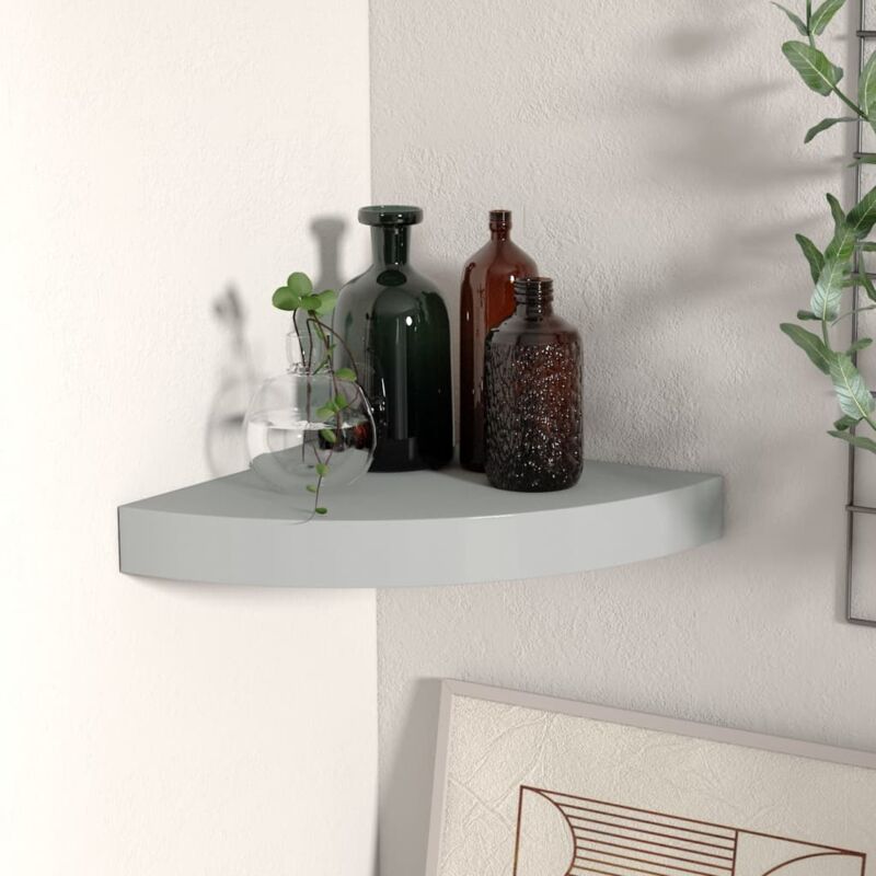 foto del prodotto scaffale angolare a parete grigio 25x25x3,8 cm in mdf vidaxl