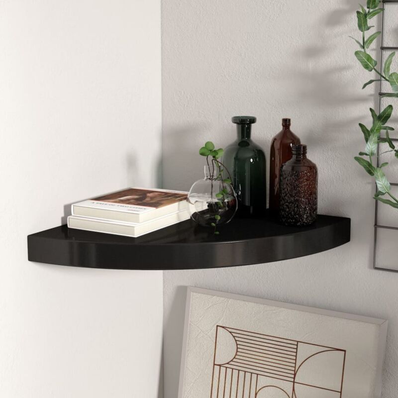 foto del prodotto scaffale angolare a parete nero 35x35x3,8 cm in mdf vidaxl