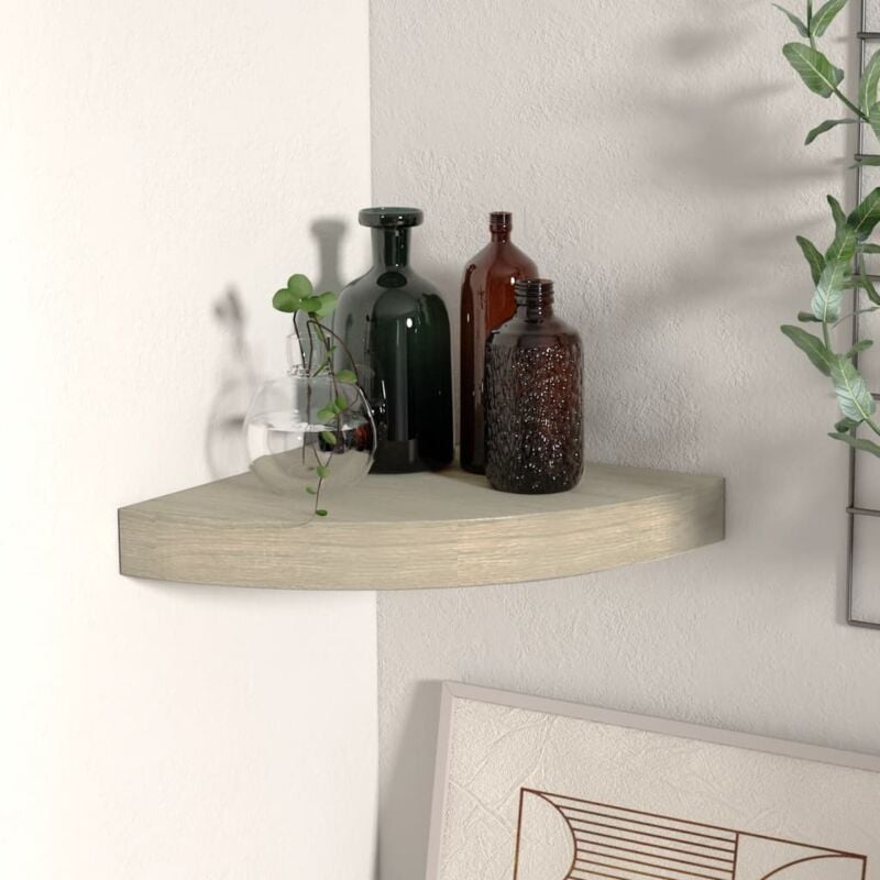 foto del prodotto scaffale angolare a parete rovere 25x25x3,8 cm in mdf vidaxl