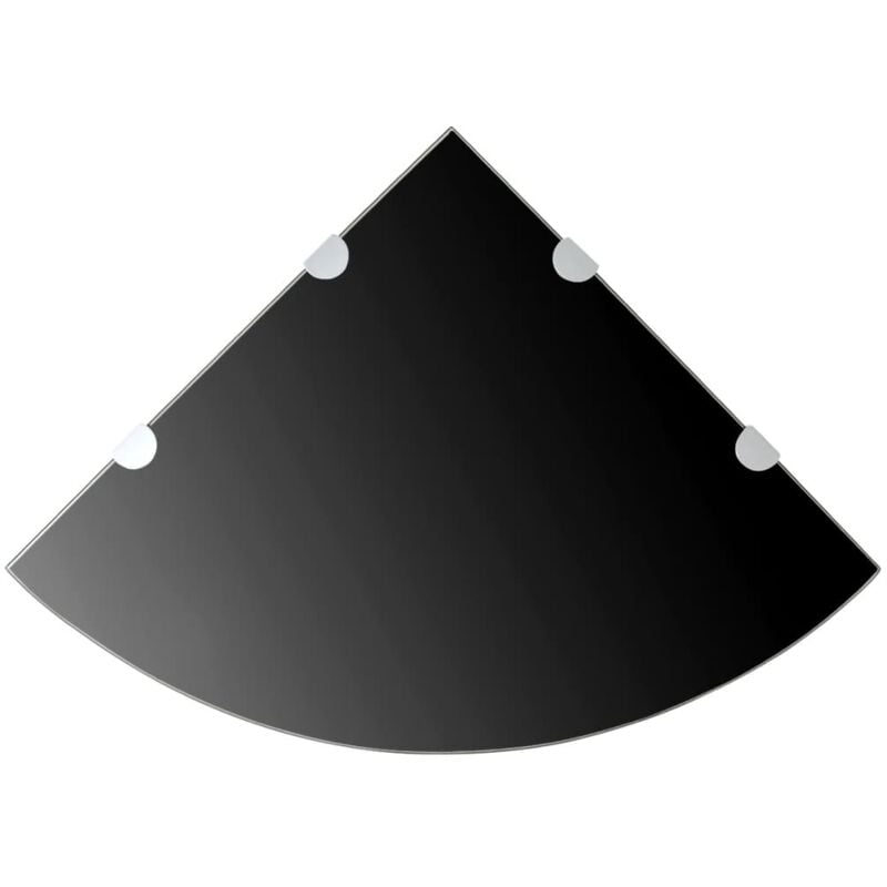 foto del prodotto scaffale angolare con supporto cromato e vetro nero vari dimensioni modello nero 45x45 cm
