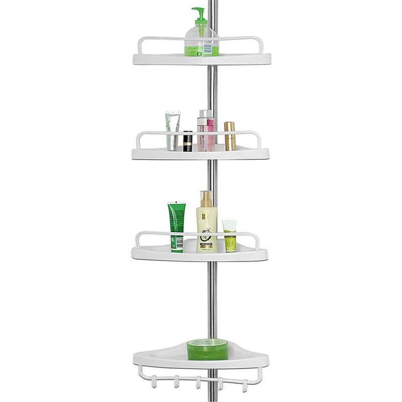 foto del prodotto scaffale angolare da bagno telescopico salvaspazio regolabile 225 280cm bianco