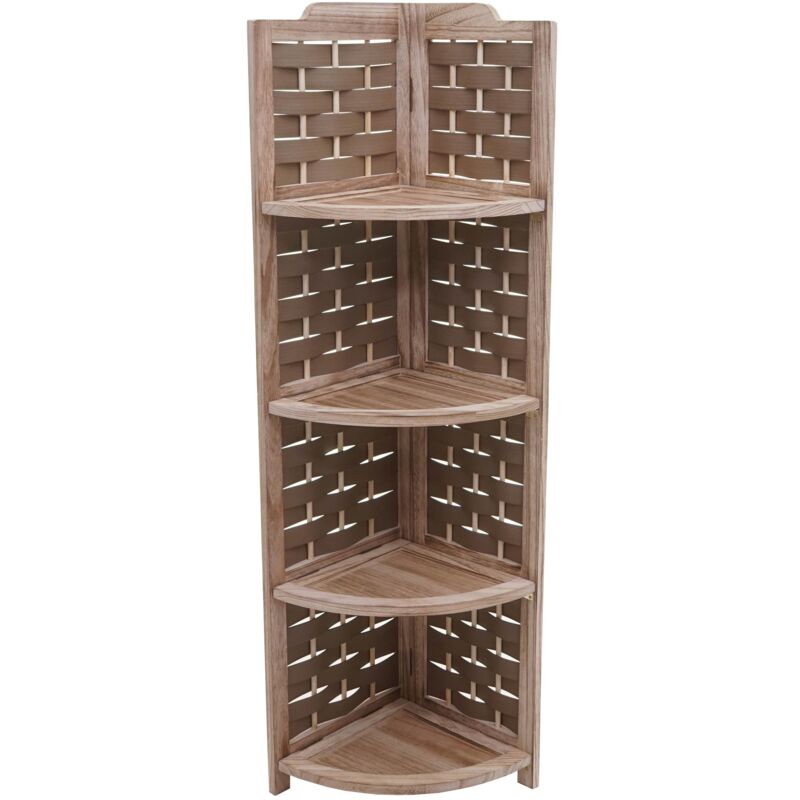 foto del prodotto scaffale angolare hhg 655 4 ripiani pieghevole legno intreccio 110cm, marrone