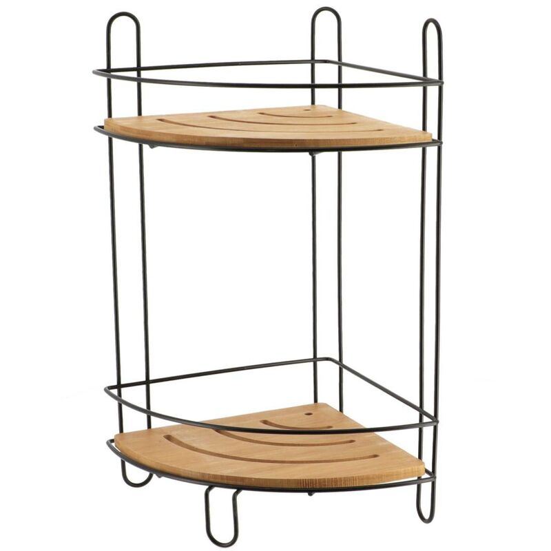 foto del prodotto scaffale angolare in filo di bamb a 2 livelli bamb nero tendance