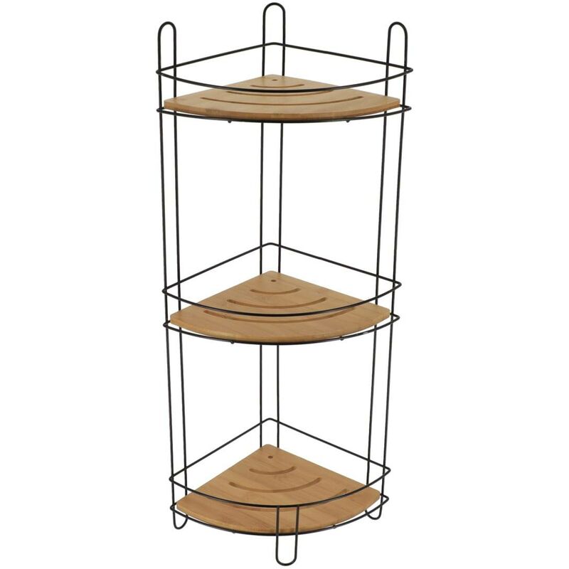 foto del prodotto scaffale angolare in filo di bamb a 3 livelli bamb nero tendance