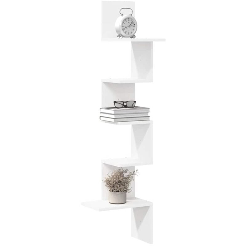 foto del prodotto scaffale angolare muro bianco 32x32x127,5 cm legno multistrato vidaxl