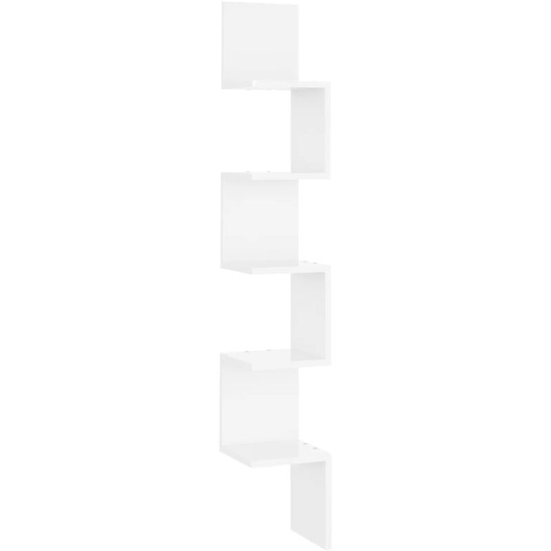 foto del prodotto scaffale angolare muro bianco lucido 20x20x127,5cm multistrato vidaxl