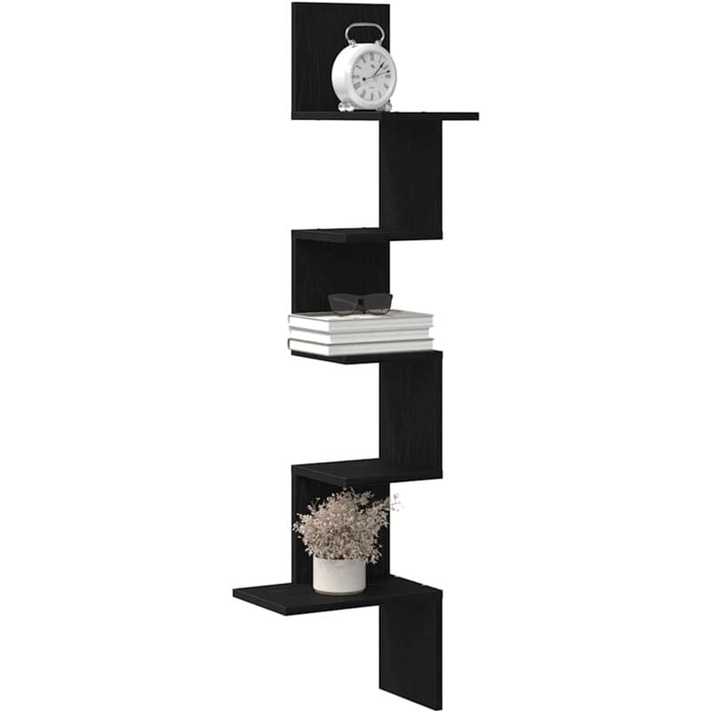 foto del prodotto scaffale angolare muro nero 32x32x127,5 cm legno multistrato vidaxl