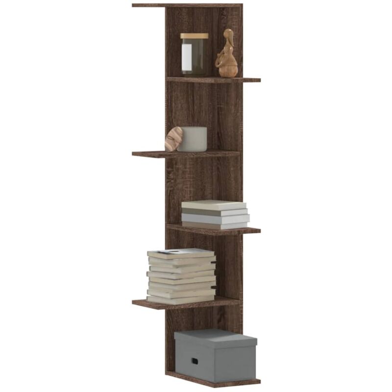 foto del prodotto scaffale angolare muro rovere marrone 36,5x36,5x140 cm legno vidaxl