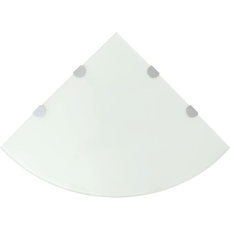 foto del prodotto scaffale angolare set 2 pz con supporti cromati e vetro bianco vari dimensioni dimensioni 45x45 cm