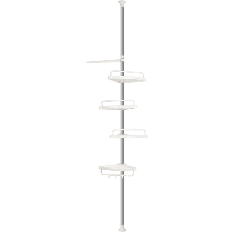 foto del prodotto scaffale angolare telescopico da bagno regolabile in altezza 254 304cm cm 4 ripiani argentato mensola doccia portasapone