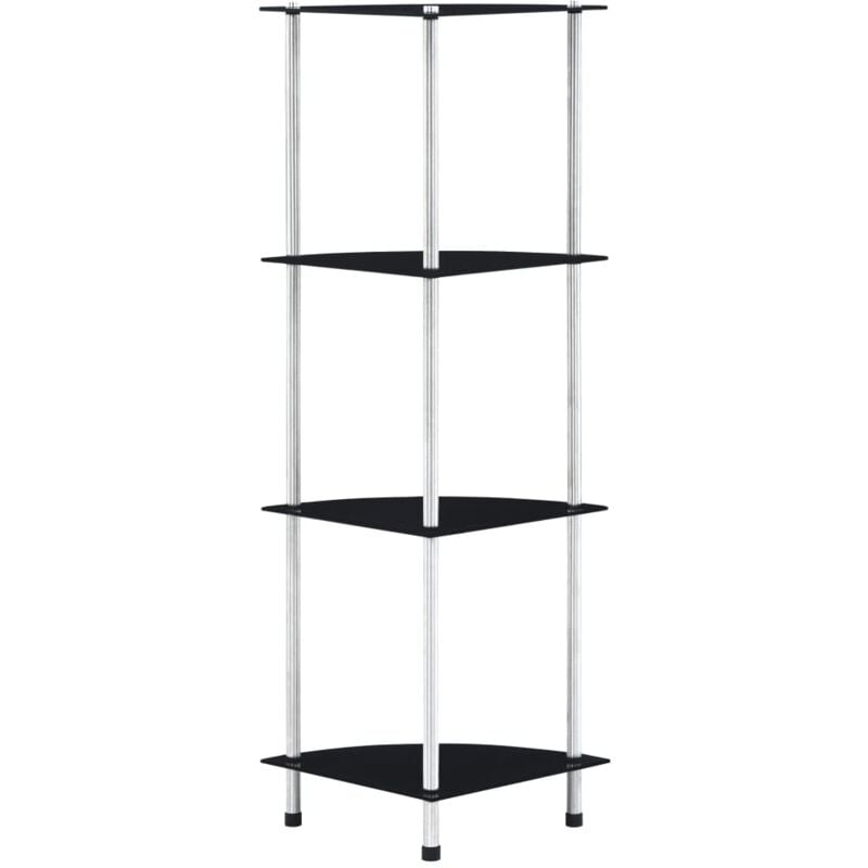foto del prodotto scaffale angolare vetrina in vetro temperato nero design elegante vari modelli modelli 4 livelli