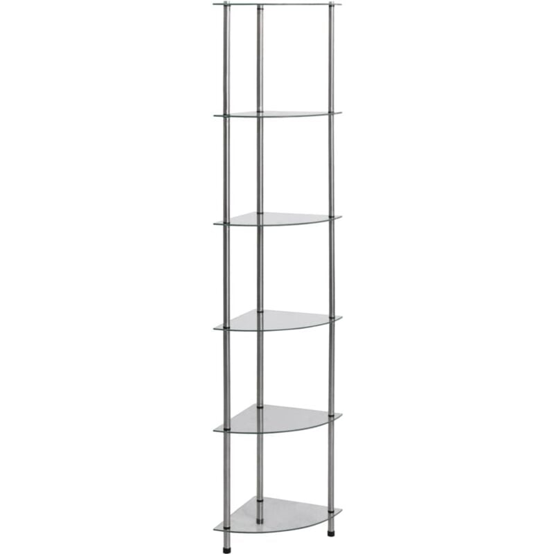 foto del prodotto scaffale angolare vetrina in vetro temperato trasparente design elegante vari modelli modelli 6 livelli