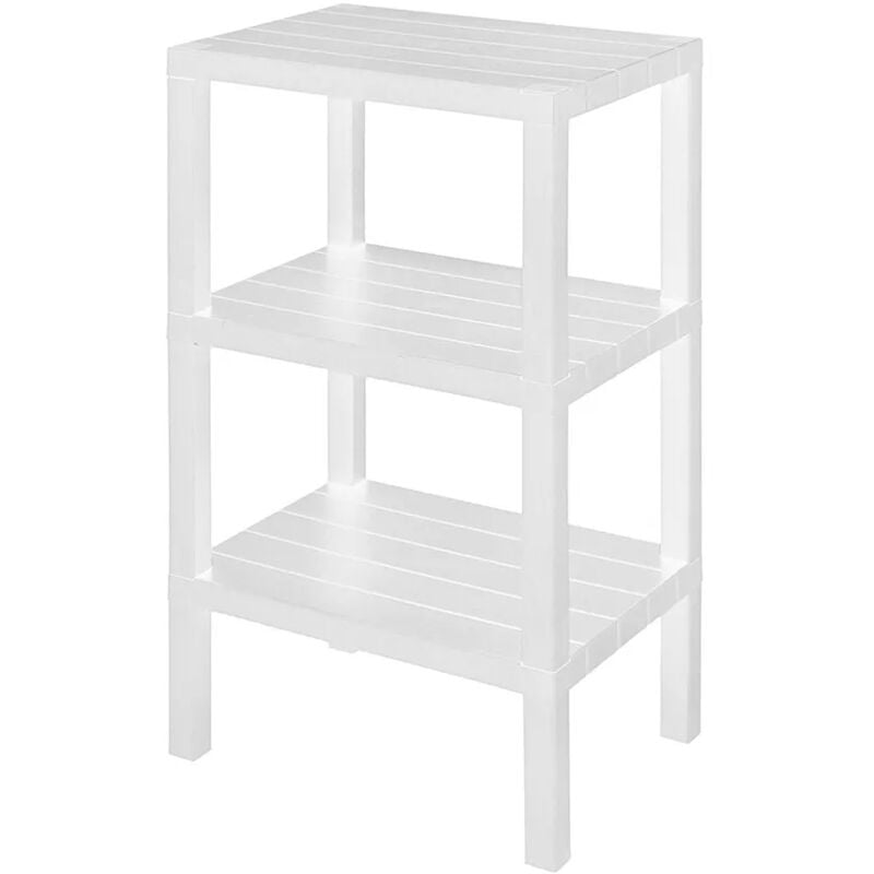 foto del prodotto scaffale bagno 3 ripiani bianco effetto legno in kit montaggio buzz