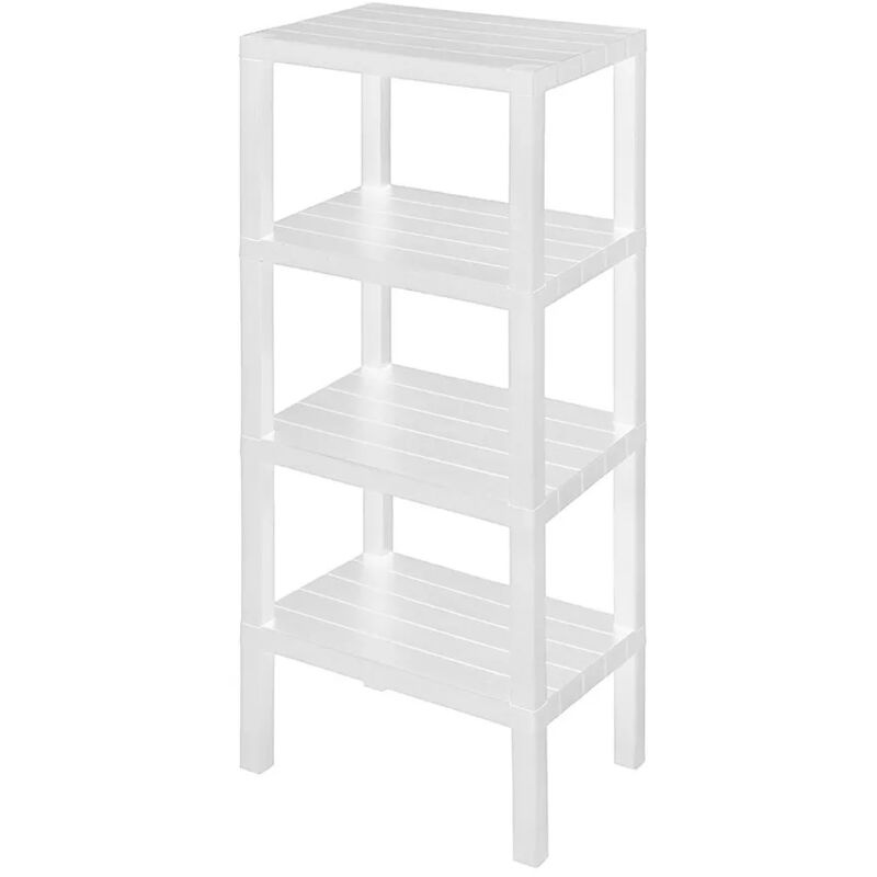 foto del prodotto scaffale bagno 4 ripiani bianco effetto legno in kit montaggio buzz