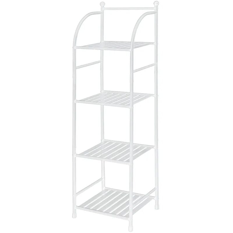 foto del prodotto scaffale bagno h 116 in metallo design bianco con quattro ripiani