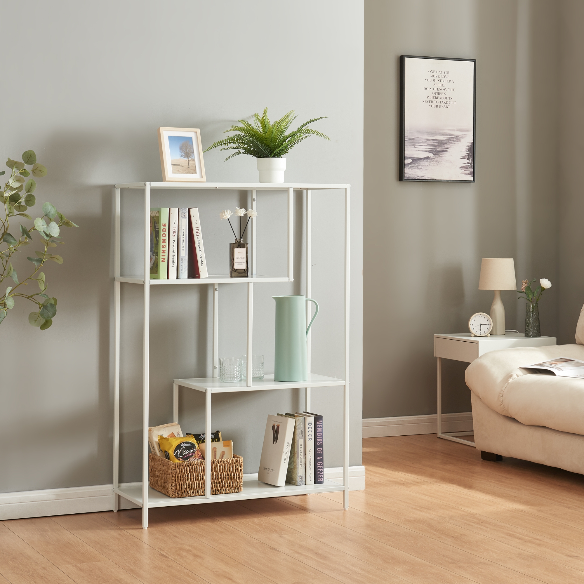 foto del prodotto scaffale basso reisj rvi a 4 piani acciaio - bianco opaco en.casa