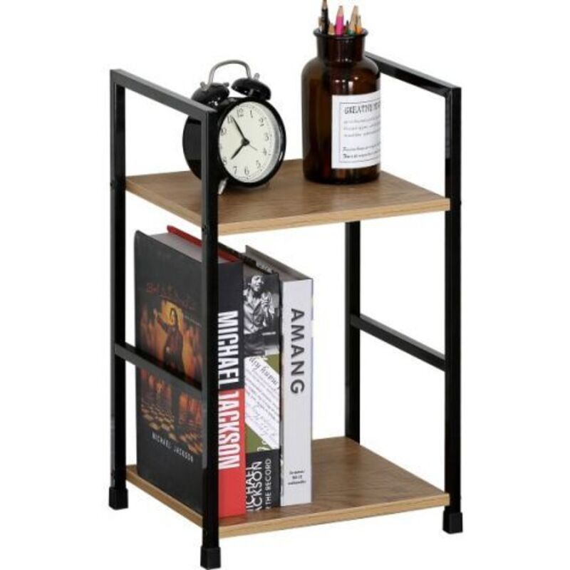 foto del prodotto scaffale bergen due piani in legno rovere/nero 30x24xh48 cm arredo casa (38672)