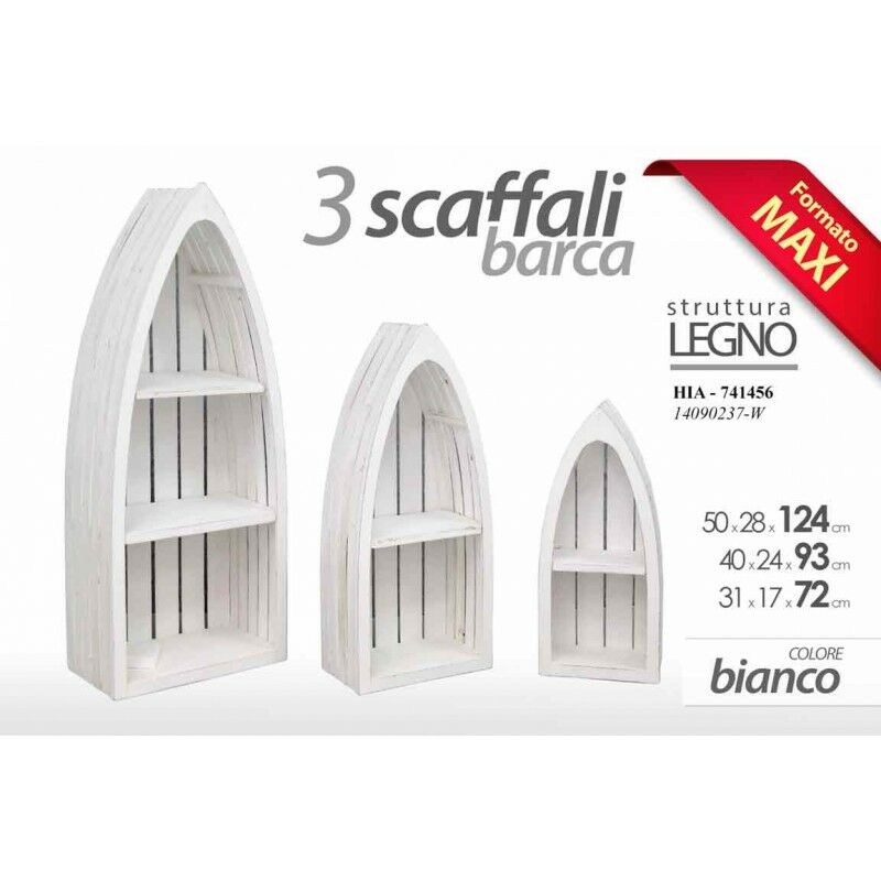 foto del prodotto scaffale bianco barca set pz 3 arredo casa bar pub