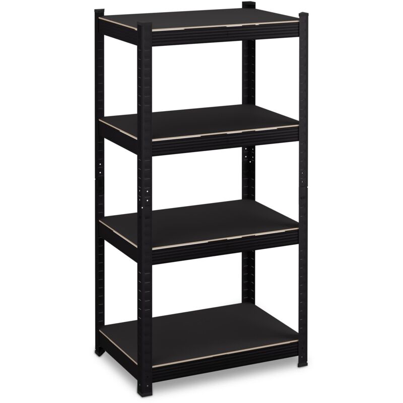 foto del prodotto scaffale carichi pesanti, 1000 kg, 4 ripiani alta portata, 120x60x40 cm, per garage e cantina, acciaio, nero relaxdays