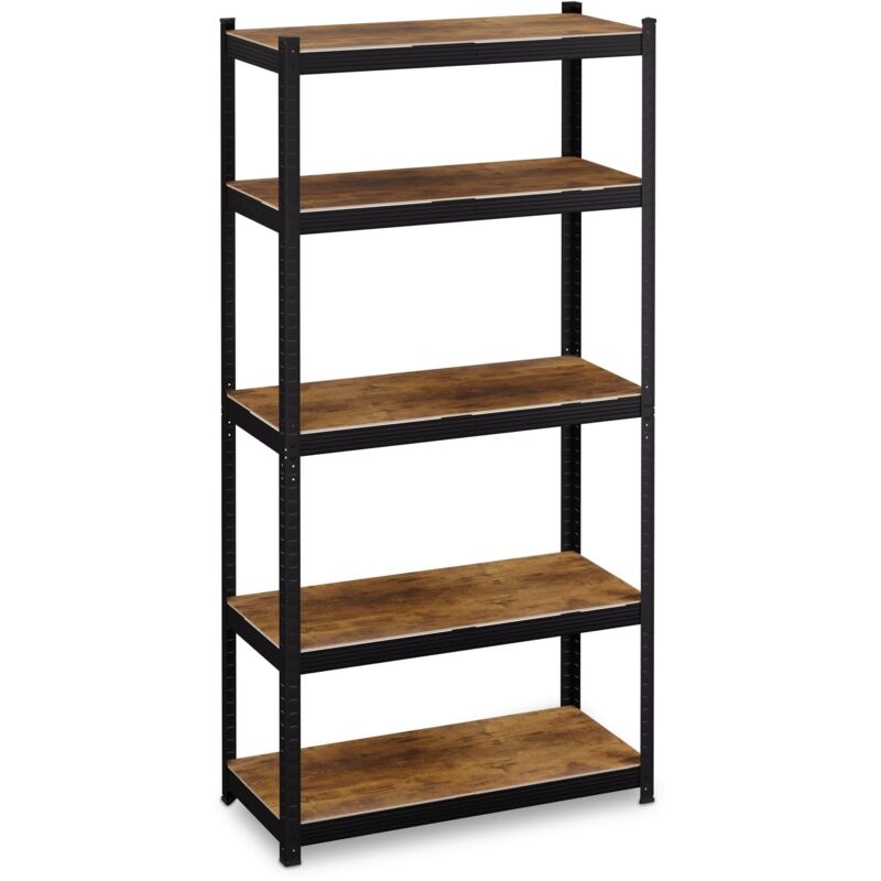 foto del prodotto scaffale carichi pesanti, 180x90x40 cm, 5 ripiani alta portata 500 kg, garage e cantina, acciaio, nero marrone relaxdays