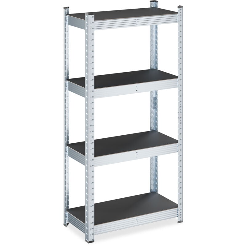 foto del prodotto scaffale carichi pesanti, hlp 120x60x30 cm, 4 ripiani alta portata 700 kg, per garage, acciaio zincato, nero relaxdays
