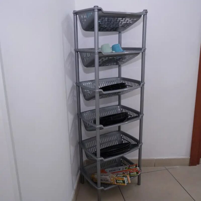 foto del prodotto scaffale carrello cantinetta 6 ripiani in polipropilene 40 x 30 x h120cm silver