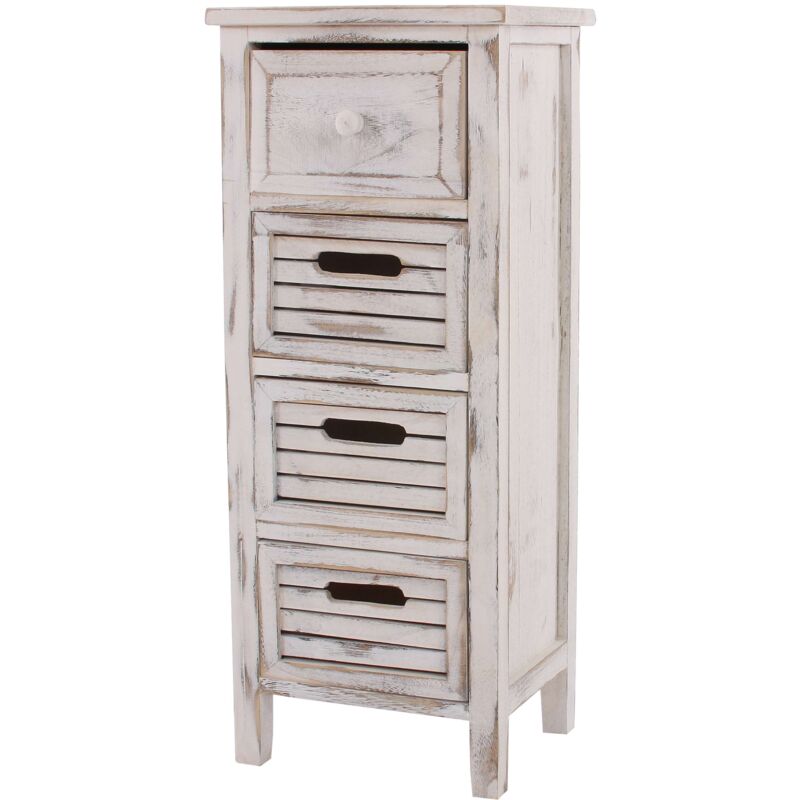 foto del prodotto scaffale cassettiera comodino shabby vintage legno paulonia 4 cassetti 25x30x74cm bianco