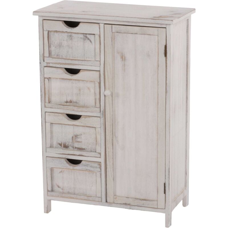 foto del prodotto scaffale cassettiera shabby vintage hhg 044 cassetti e sportello 30x55x82cm, bianco