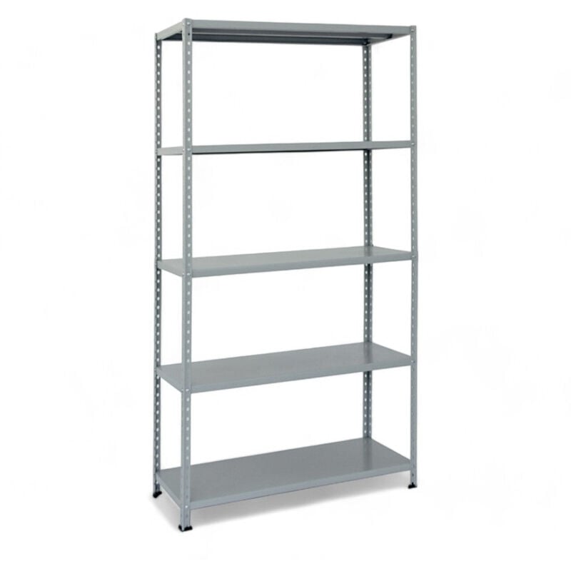 foto del prodotto scaffale componibile in kit pesante acciaio grigio 2 metri altezza portata 80 kg per piano da montare con bulloni 120x40 cm