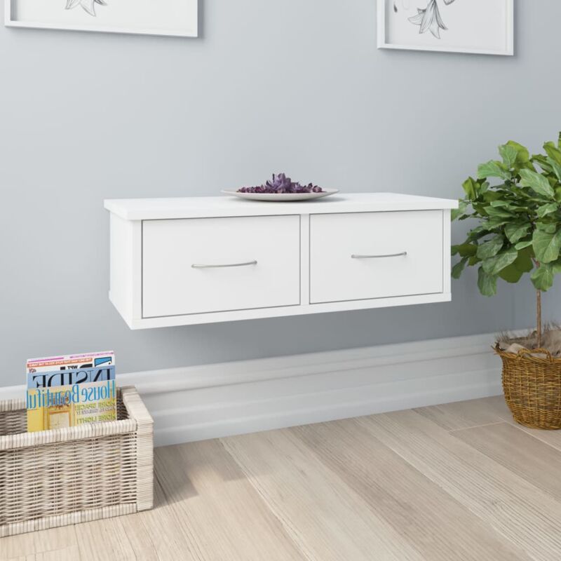 foto del prodotto scaffale con cassetti a parete bianco 60x26x18,5 cm multistrato vidaxl