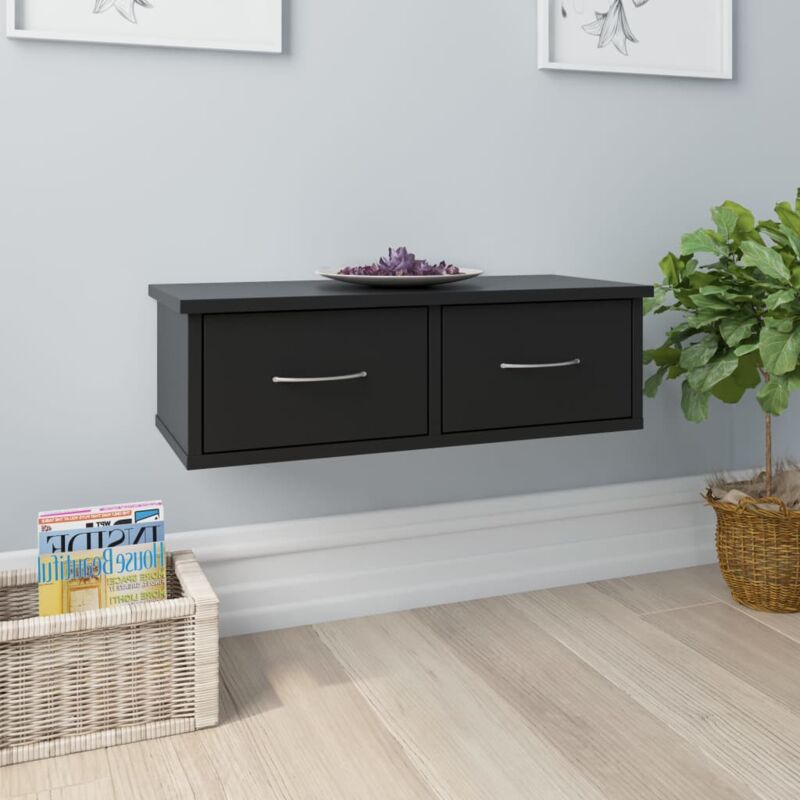 foto del prodotto scaffale con cassetti a parete nero 60x26x18,5 cm multistrato vidaxl