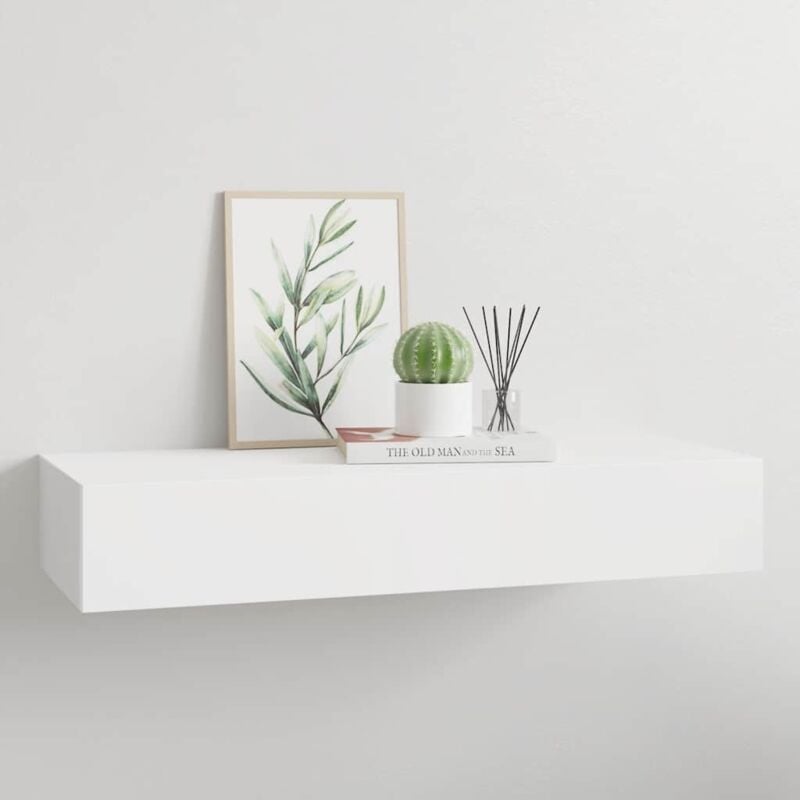 foto del prodotto scaffale con cassetti da parete bianco 60x23,5x10 cm in mdf