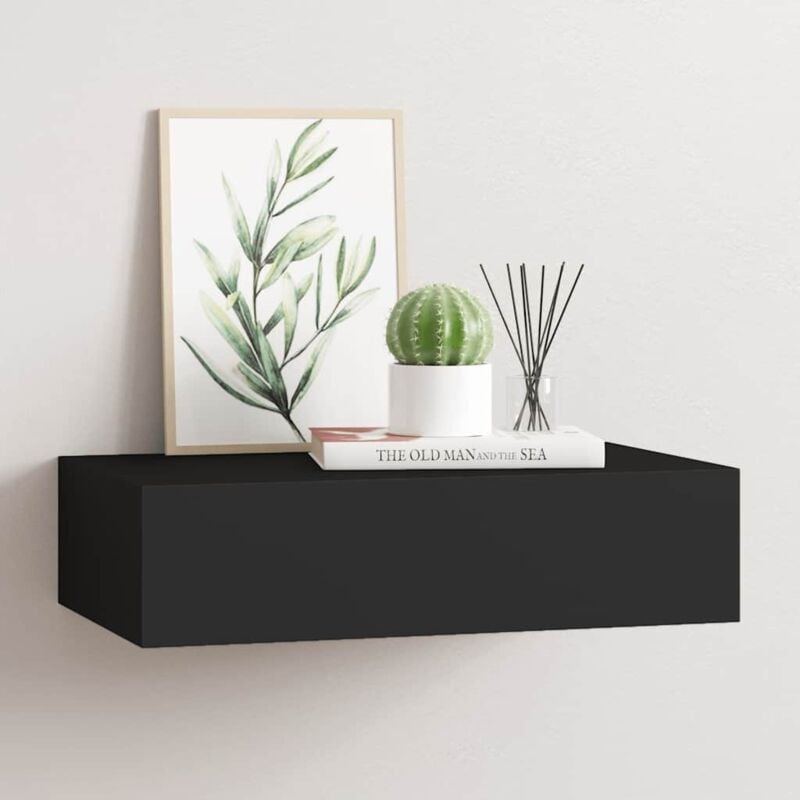 foto del prodotto scaffale con cassetti da parete nero 40x23,5x10 cm in mdf vidaxl