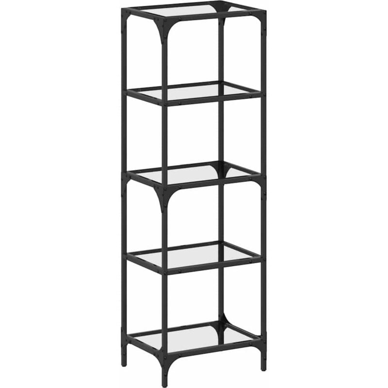 foto del prodotto scaffale con piano in vetro nero 40x30x123cm in acciaio - vidaxl