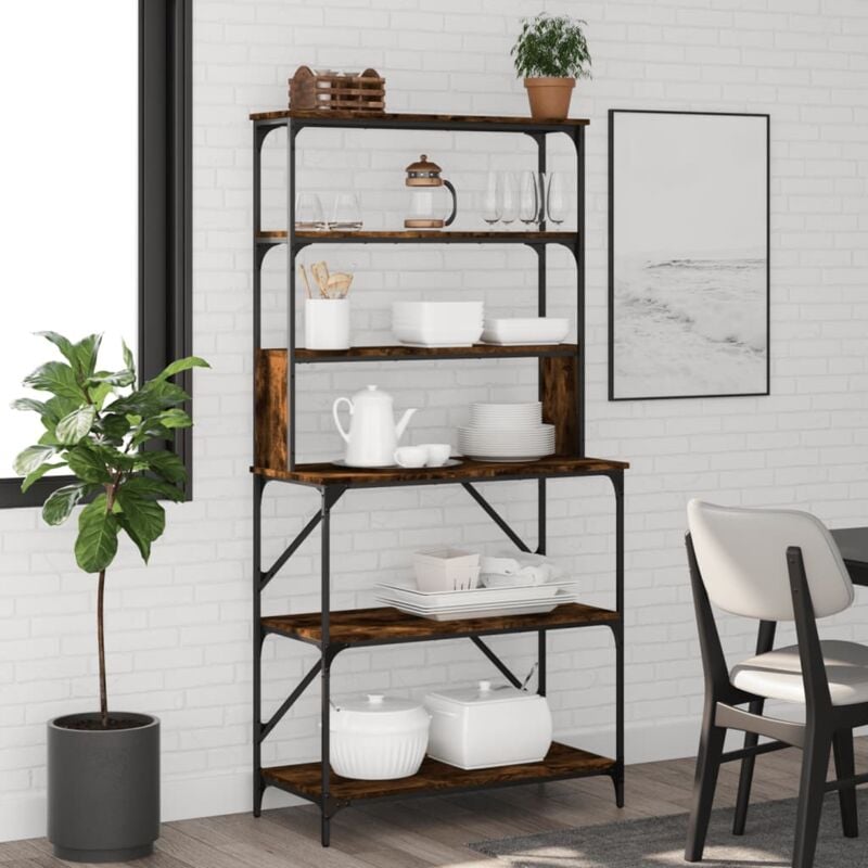 foto del prodotto scaffale cucina 6 ripiani rovere fumo 90x40x180cm multistrato vidaxl