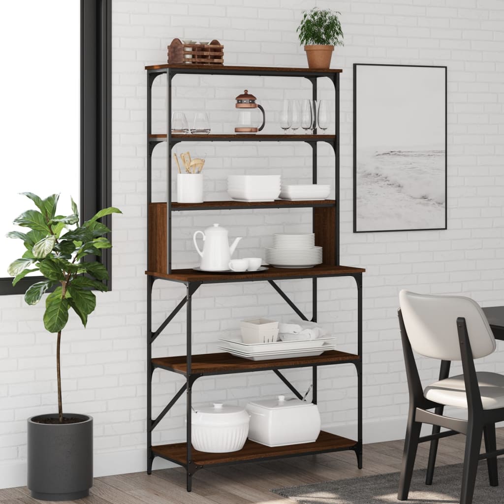 foto del prodotto scaffale cucina 6ripiani rovere marrone 90x40x180cm multistratocod mxl 131475