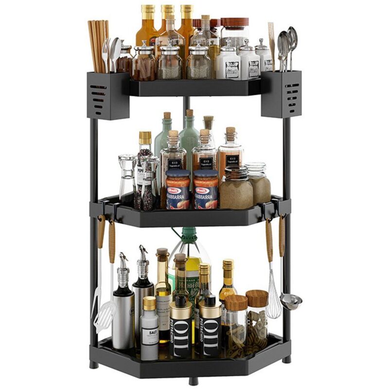 foto del prodotto scaffale da cucina angolare regolabile, 39 cm, extra grande, portaspezie da parete triangolare, in acciaio inox, per cucina e bagno 3 piani