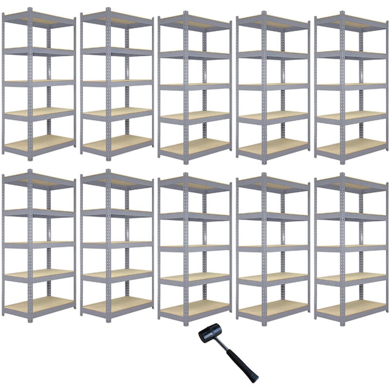 foto del prodotto scaffale da garage ad incastro q rax scaffali per garage scaffalature officina in acciaio e mdf senza bulloni mensole per garage grigio 120cm x