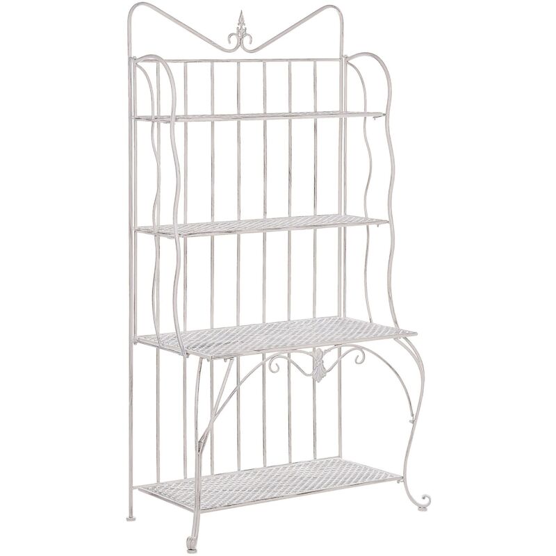 foto del prodotto scaffale da giardino con 4 ripiani in metallo beige vintage retro pavona